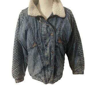 Vintage Ruth Douglas Sherpa Lined Denim Jacket Women Size Small Light Wash